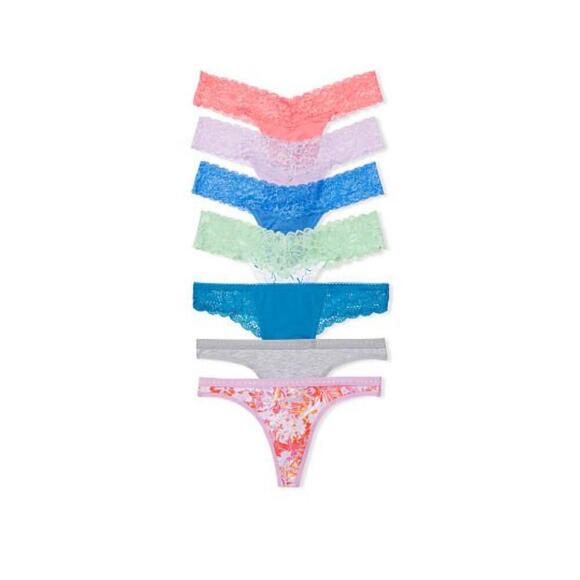 Victoria's Secret 7-Pack Mixed Cotton Thong Panties - Picture 1 of 1